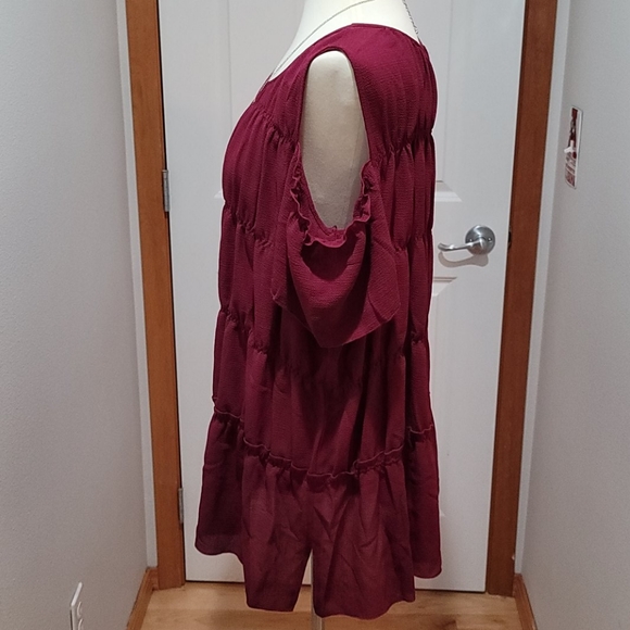 KATE MALLORY PURPLE CRINKLE TOP SHORT SLEEVE BOHEMIAN MINIMALIST GAUZE BLOUSE 3X - Picture 6 of 10